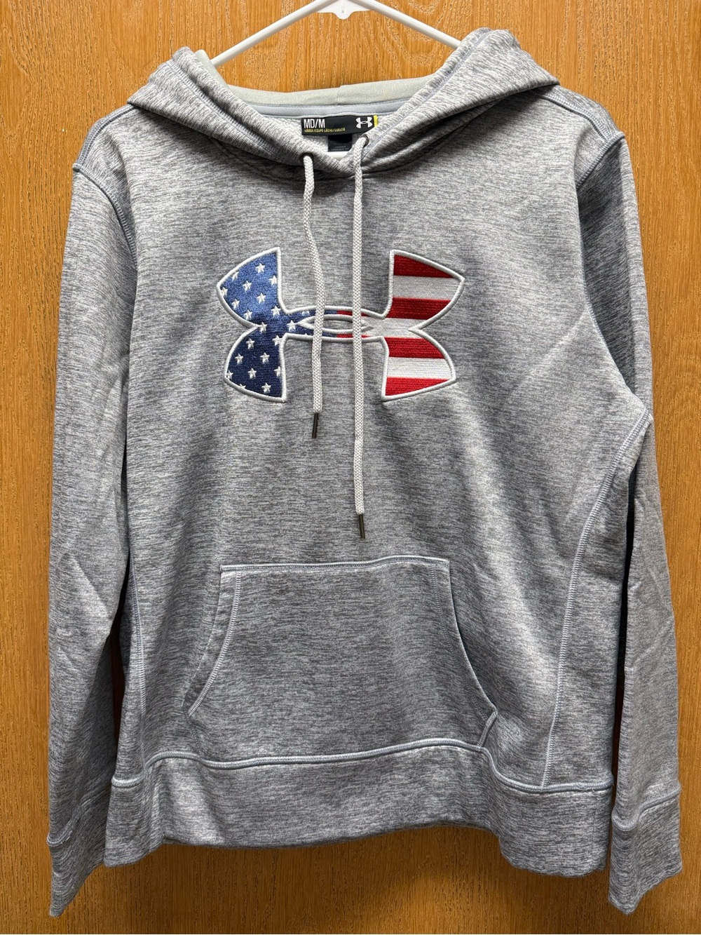 Under Armour Women’s Gray Crewneck Hoodie with American Flag Logo